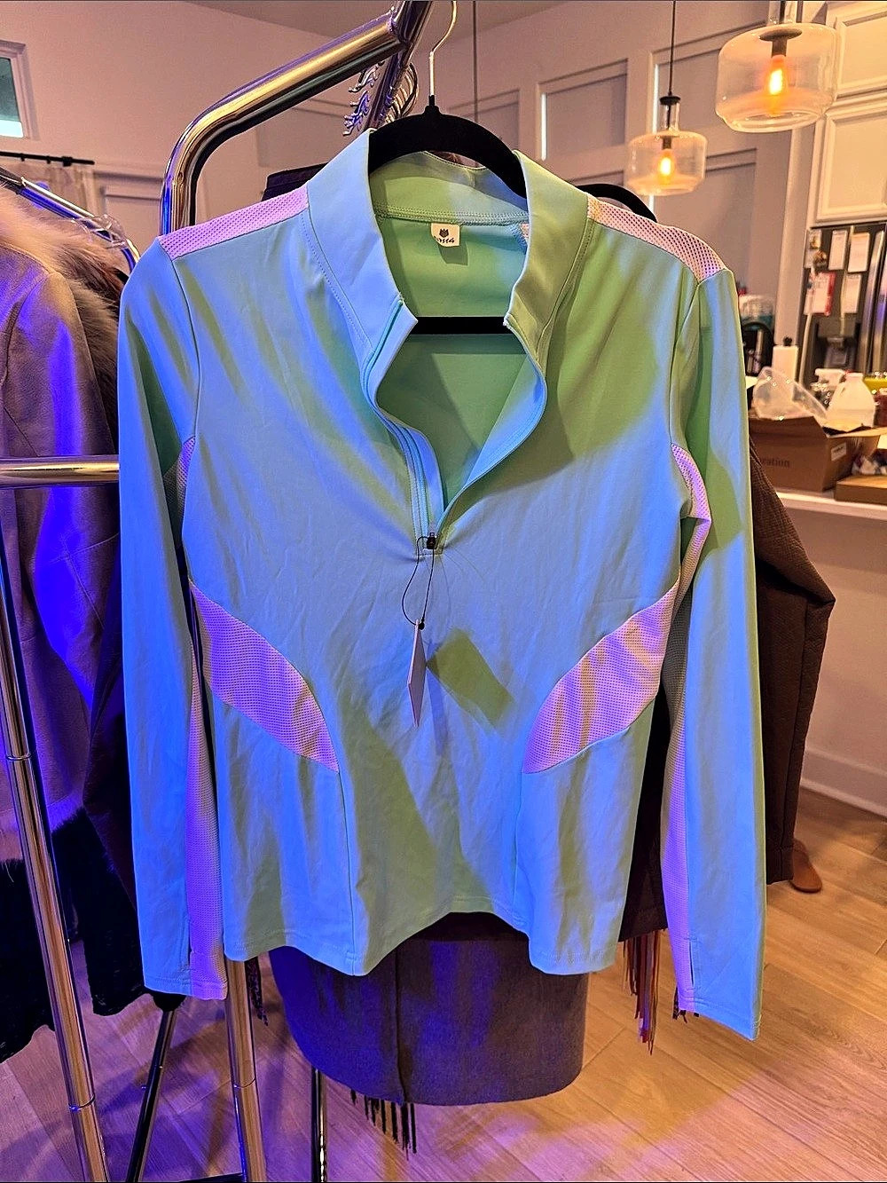 Ritst4 UPF 50+ Athletic equestrian top Seagram green NWT